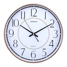 Wall Clock Office Simple Nordic Atmosphere Home Fashion Creative Bedroom Round Clock (Color: Shiny gold)